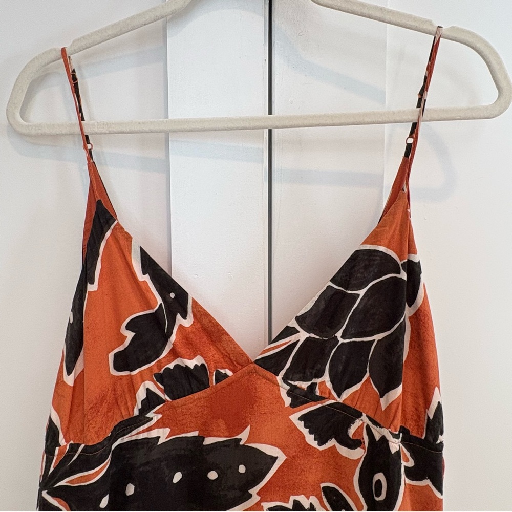 H&M Orange & Black Spaghetti Strap Long Dress - M - Picture 4 of 16